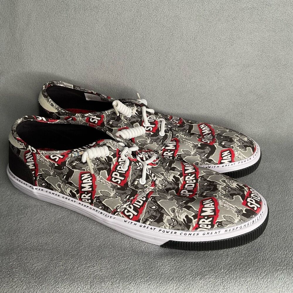 Toms X Marvel Comics Spiderman Shoes SNEAKERS Mensโ Size 14 Carlo Ortholite
